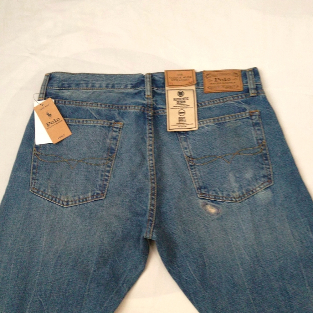 Polo Ralph Lauren the varick men's slim straight leg low rise light blue jeans